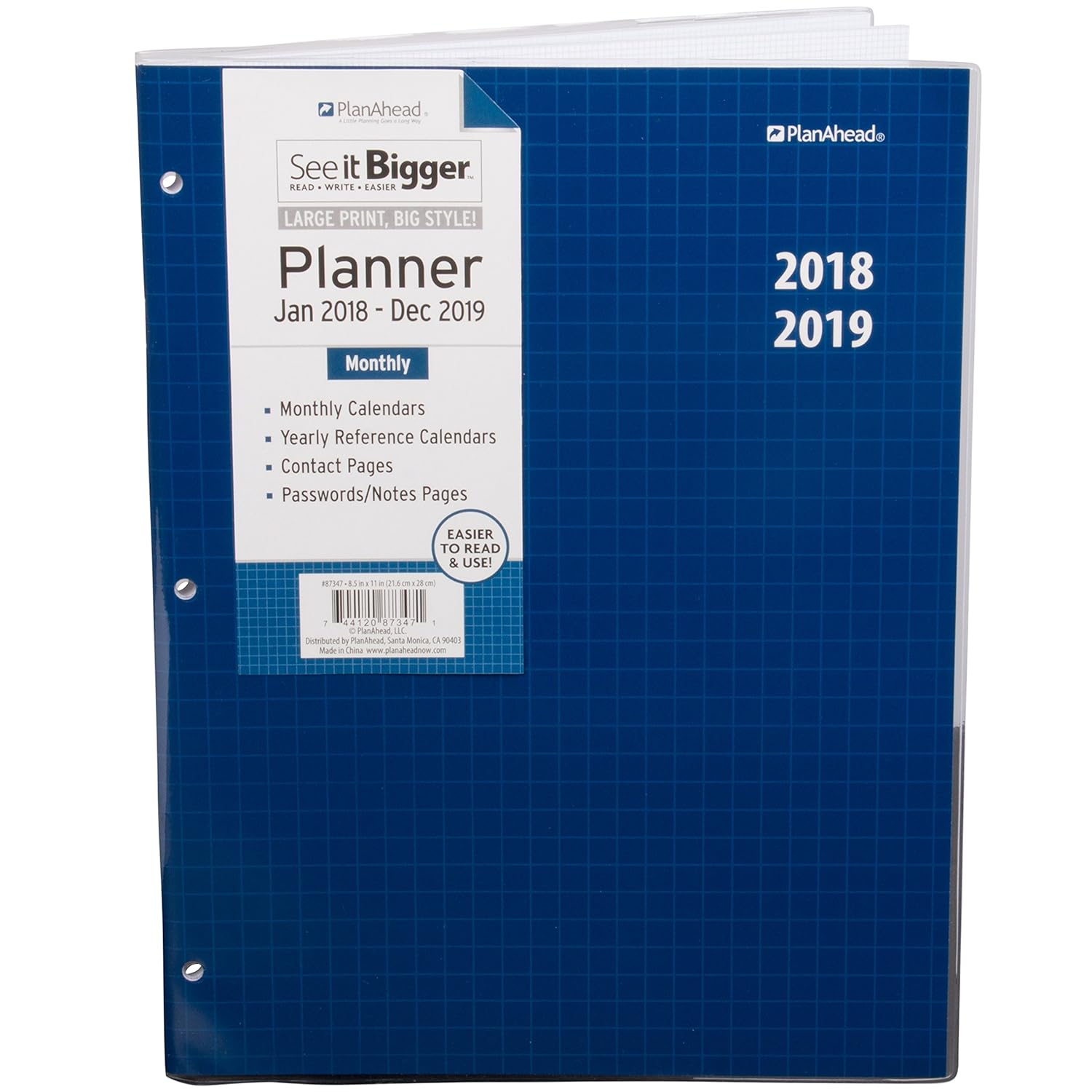 PlanAhead See It Bigger 2 Year Monthly Planner 2018 2019 Assorted 