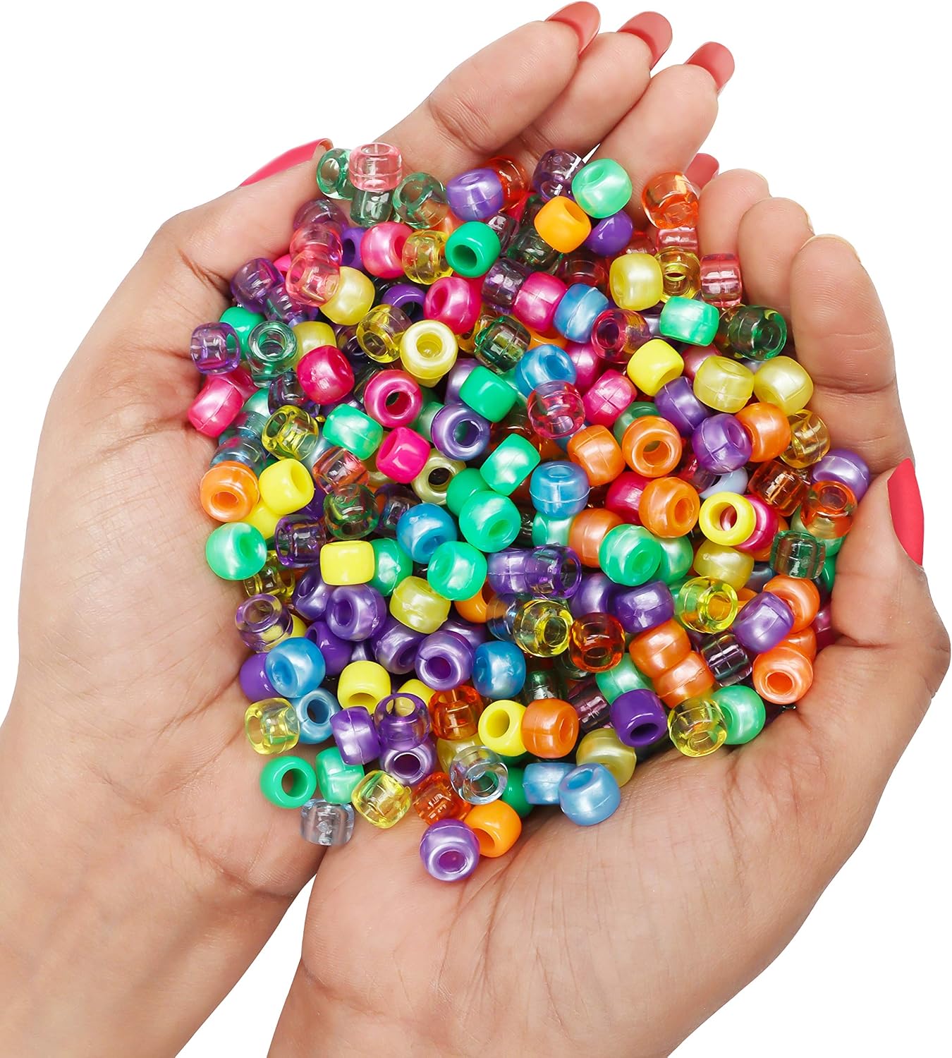 Kurtzy Rainbow Pony Beads with Storage Case (2300 pcs), Different Coloured 6mm Barrel Beads - Image 4
