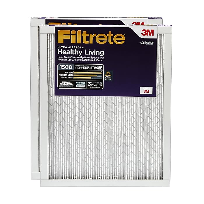 Filtrete 16x25x1, AC Furnace Air Filter, MPR 1500, Healthy Living Ultra Allergen, 2-Pack