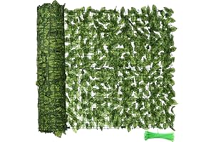 Artificial Ivy Fence Privacy Screen 138x39in, Faux Ivy Wall Privacy Fence, Artificial Hedges with Color-Printed Watermelon Le
