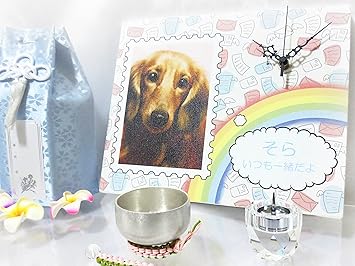 Amazon Co Jp Pet Category Buddhist Ritual Implements Pet 遺影 Memoriarukyanbasukurokku Letter Rainbow Bridge Name And Your Face On The Clock With Pet 位牌 Pet Supplies