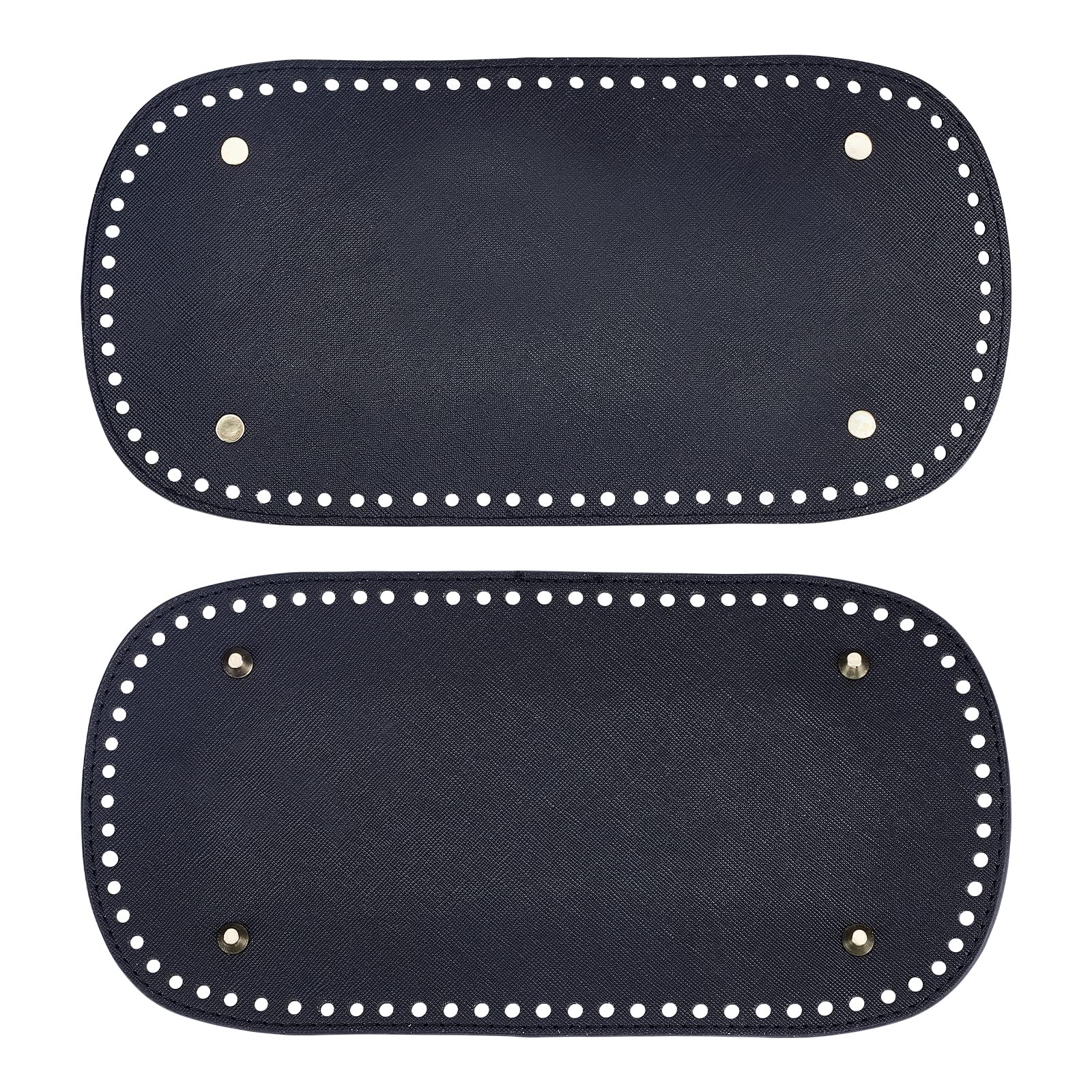PH PandaHall Black Crochet Bag Bottom Base 30x15cm/11.8x5.9" PU Leather Oval Bag Shaper Cushion Pad with Holes Nails for Knitting Leather Bag Handbags Shoulder Bags DIY Accessories, 2pcs, Hole: 4mm