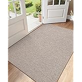 Color&Geometry Ultra Thin Indoor Door Mat (Rolled-up NO Creases) 36"x56", Non Slip Rubber Backed Dirt Trapper Door Mat Indoor Entrance, Low Profile Entryway Mat, Easy Clean, Light Brown Linen