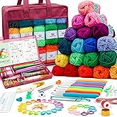 Inscraft Crochet Yarn Kit for Beginners Adults and Kids, Includes 1650 Yards 30 Colors Acrylic Skeins, User Manual, Hooks, Wi