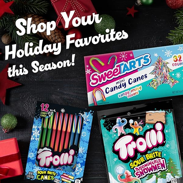 SWEETARTS MINI HOLIDAY CANDY CANES, CHRISTMAS CANDY, STOCKING STUFFERS FOR KIDS, 4.8 OZ BOX