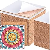 Chunful 60 Pcs Self Adhesive Cork Squares 6" x 6" Cork Backing Sheets for Coasters DIY Ceramic Tiles, Mat, Mini Wall Board, 2 mm Thick