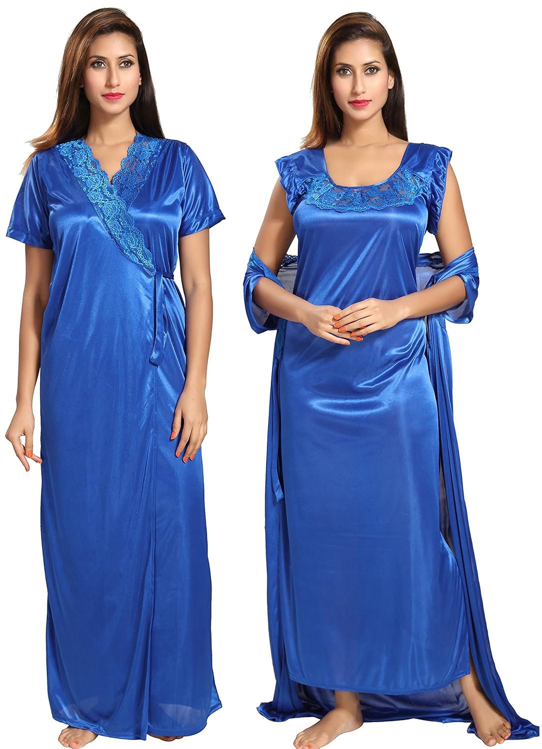noty women's satin nighty - 2 pc- nighty with robe