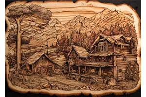 MESARTDECOUPAGE Sticky Rice Paper for Decoupage, Decoupage Paper for Furniture, Mulberry Paper, Craft Supplies, Mix Media, Scrapbooking, Wood Burning Pattern, Forest Cabin View, Size 11,22″ to 15,55″ (Seven)