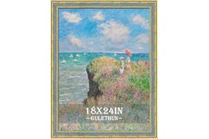 GULETHUN 18x24 Picture Frame Gold - Vintage Photo Frame 18 by 24, Retro Home Decor Wall Hanging Gallery Frames, Sturdy, Plexiglass, Ornate Gold Raised Poster Frame for Vertical & Horizontal Display