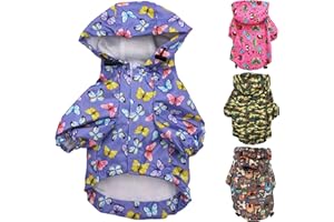 FUNNYDOGCLOTHES for Small Pet Cat Dog Raincoat Hoodie Coat Waterproof Rain Jacket Rainwear (XXS: Length - 8", Purple)