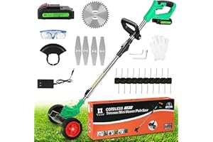 VICIEN Cordless Weed Eater String Trimmer,3-in-1 Lightweight Push Lawn Mower & Edger Tool with 3 Types Blades,21V 2Ah Li-Ion Battery Powered for Garden and Yard,Green
