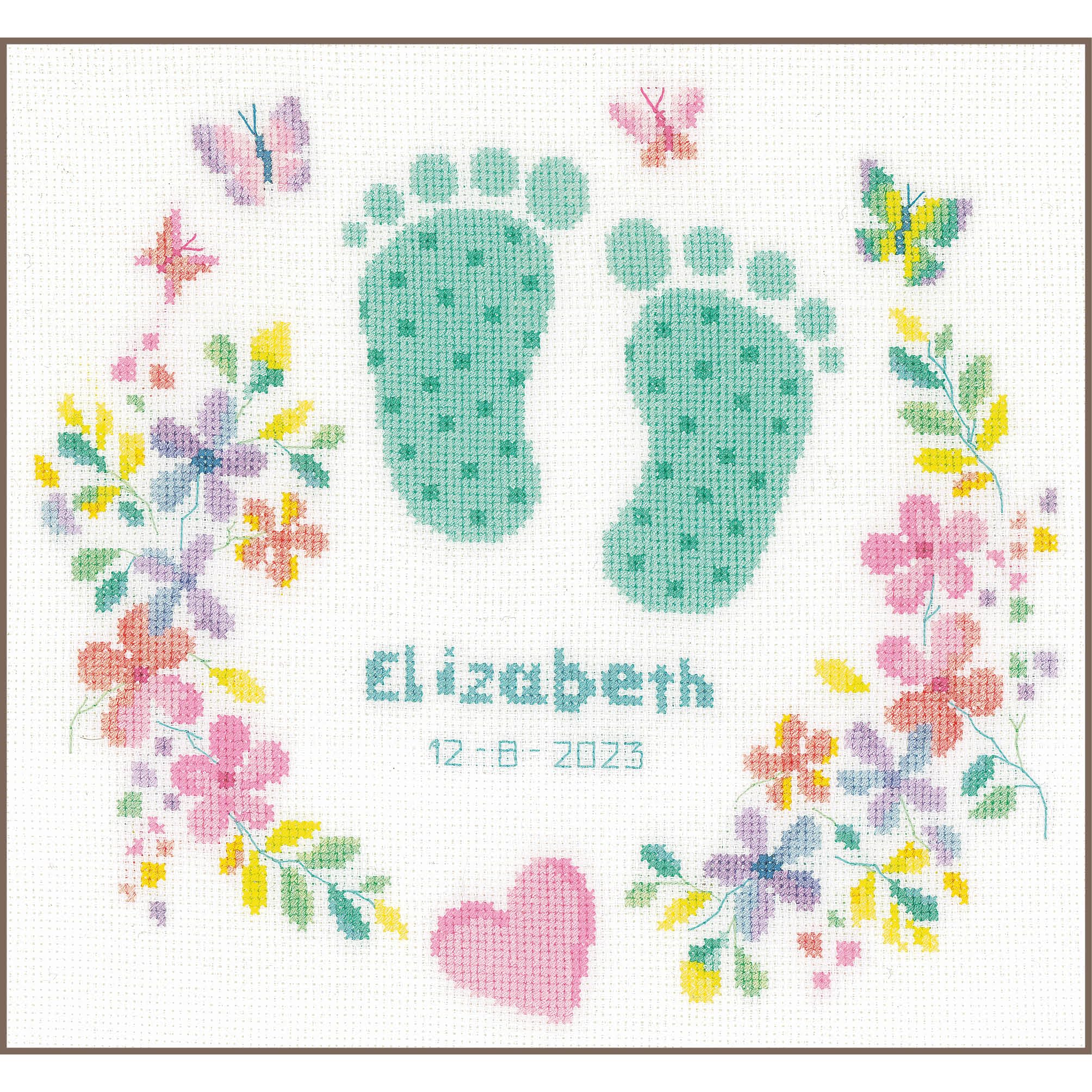 Vervaco Counted Point Kit Baby Feet White Approx. 27 x 25 cm