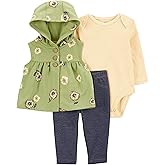 Carter's Baby Girls' 3 Piece Vest Little Jacket Set (Green/Yellow/Navy Floral, 12 Months)…