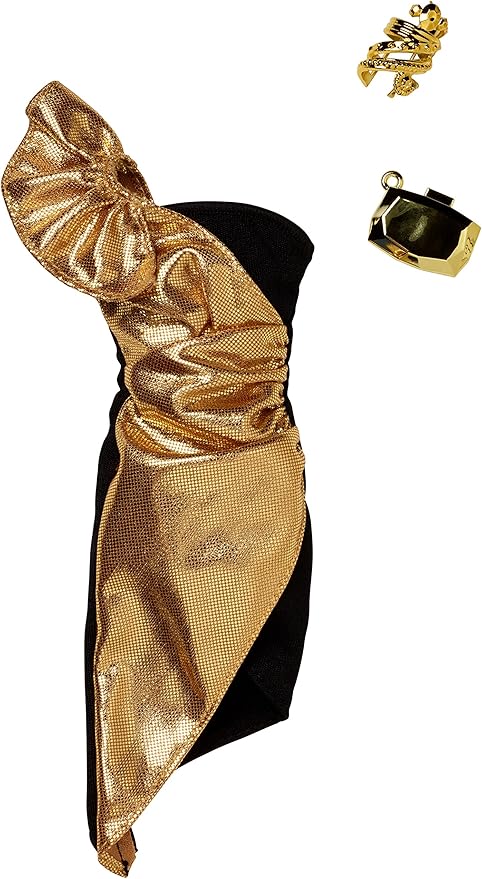 Amazon バービー 人形 洋服 ゴールドドレス 服 アクセサリーファッションセット ドレス アクセサリー おもちゃ