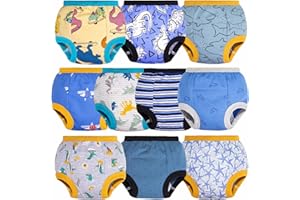 BIG ELEPHANT Potty Training Underwear - 10 Pack, 100% Cotton Absorbent Unisex Toddler Pee Pants for Boys Girls