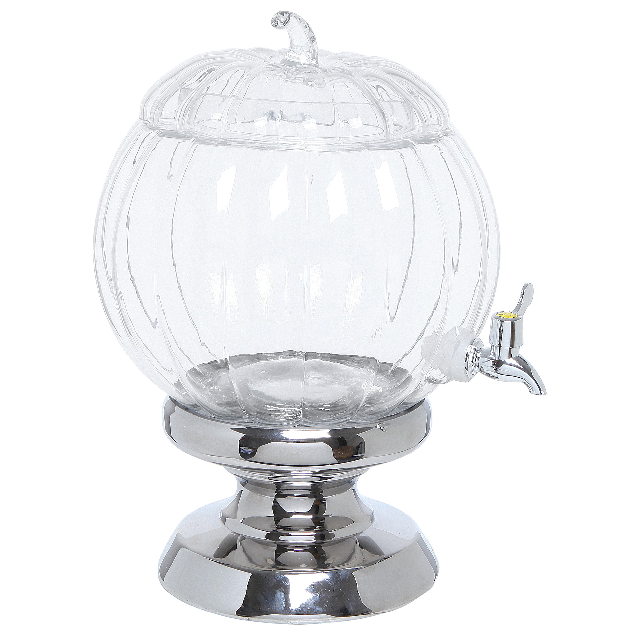 2.5 Gallon Glass Pumpkin Beverage Dispenser/Drink Server w/Metal Spigot