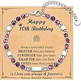 EFVISD 4-18 Year Old Girls Birthday Gifts, Sweet Tiny Gemstone Beaded Birthday Bracelets with Happy 4-18th Birthday Message Card for Daughter/Granddaughter/Niece/Sister/Best Friend