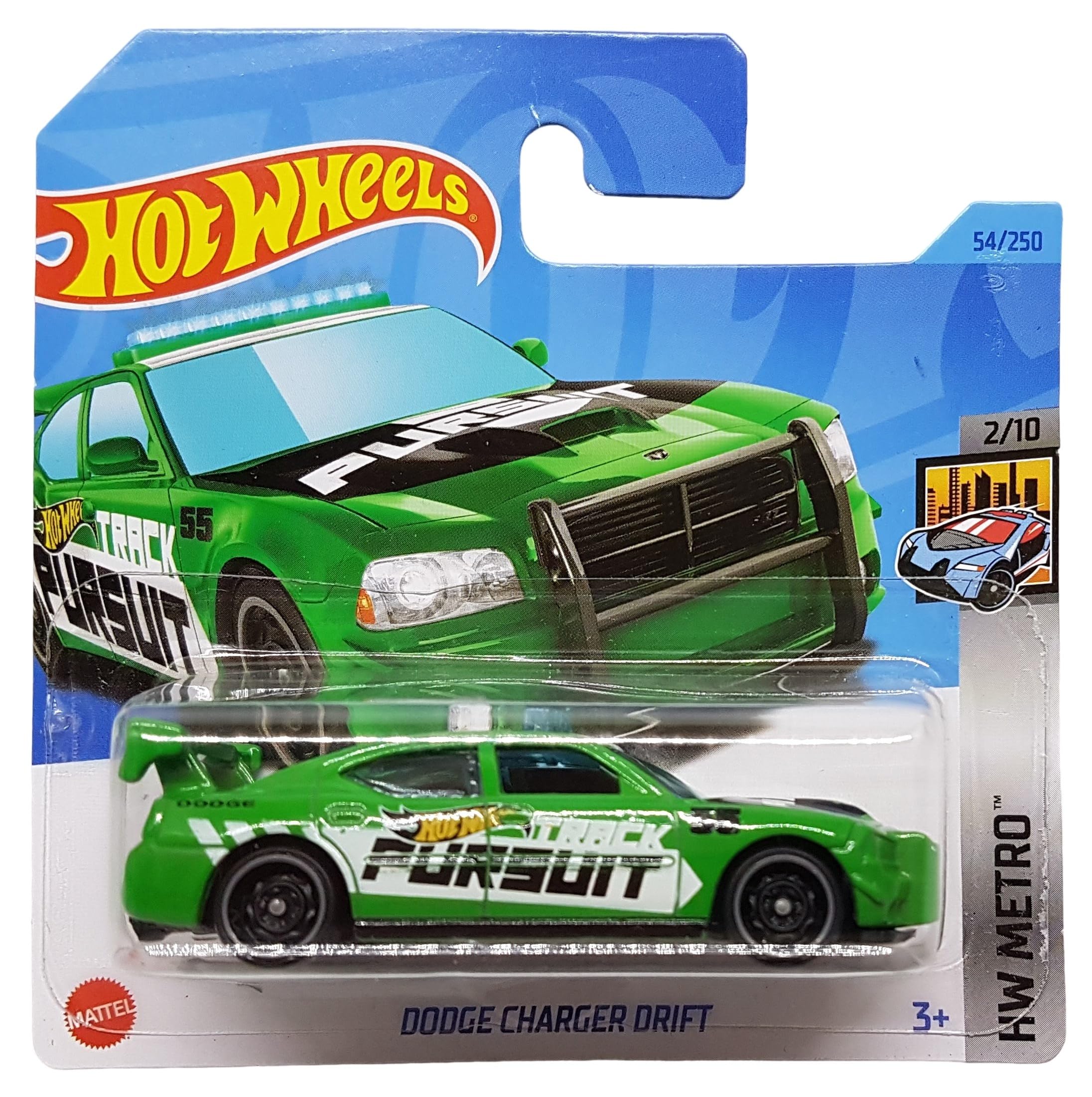 Hot Wheels - Dodge Charger Drift - HW Metro 2/10 - HKG92 - Short Card - Track Pursuit - Green - Mattel 2023 - 1:64