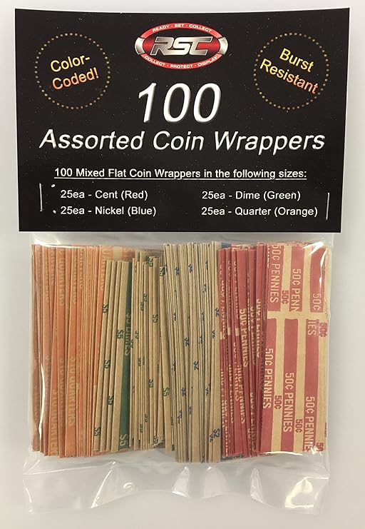 ReadySetCollect! 100 Assorted Flat Coin Wrappers Home