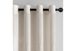 MYSKY HOME Linen Curtains for Living Room 84 Inches Long 2 Panels, Semi Sheer Curtains for Sliding Glass Door Window Drapes L