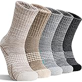 Sandsuced Merino Wool Hiking Socks Thermal Warm Winter Cozy Crew with Cushioned Sole & Moisture Wicking 5 Pairs for Women