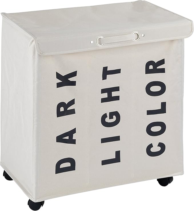 Wenko Trivo - Cesta para la Colada, con Tapa, Cesta, 3 Secciones, 3