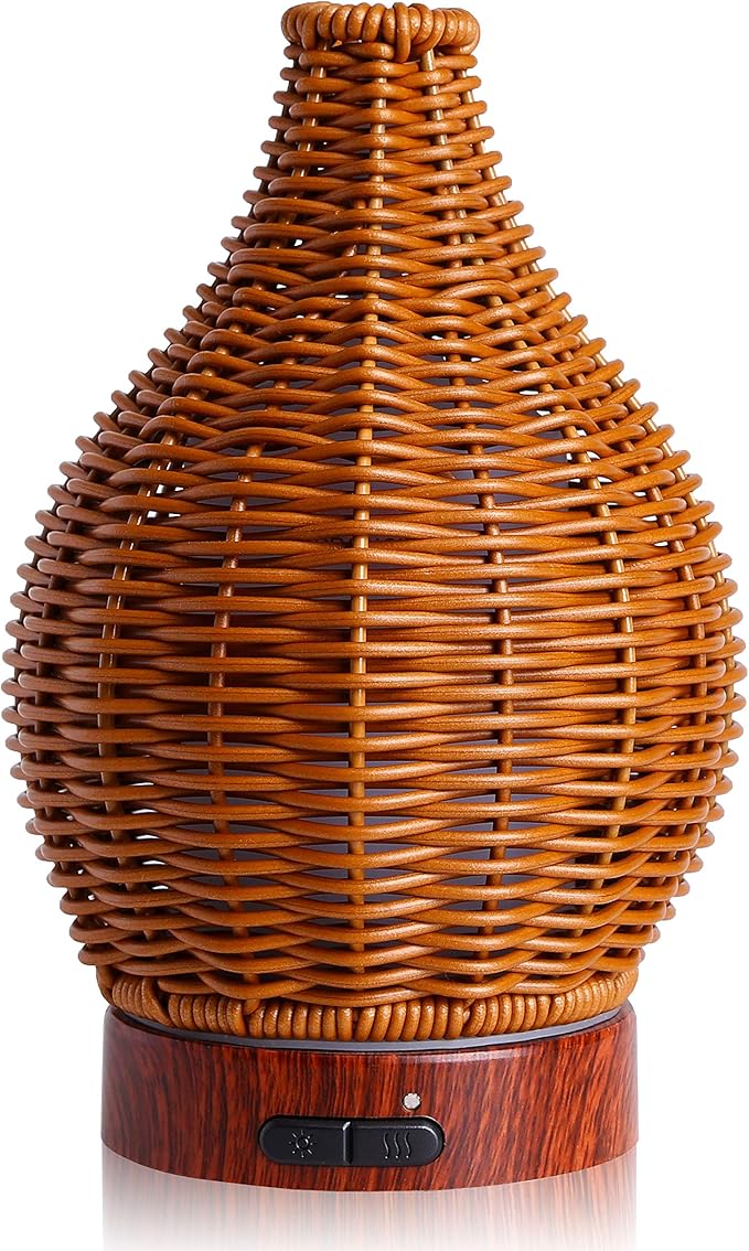 kobodon Essential Oil Diffuser, Rattan Woven Ultrasonic Cool Aroma Mist Humidifiers