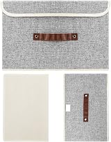 TYEERS Collapsible Fabric Storage Box with Lid 38x25x25 cm Set of 3 Grey view 7