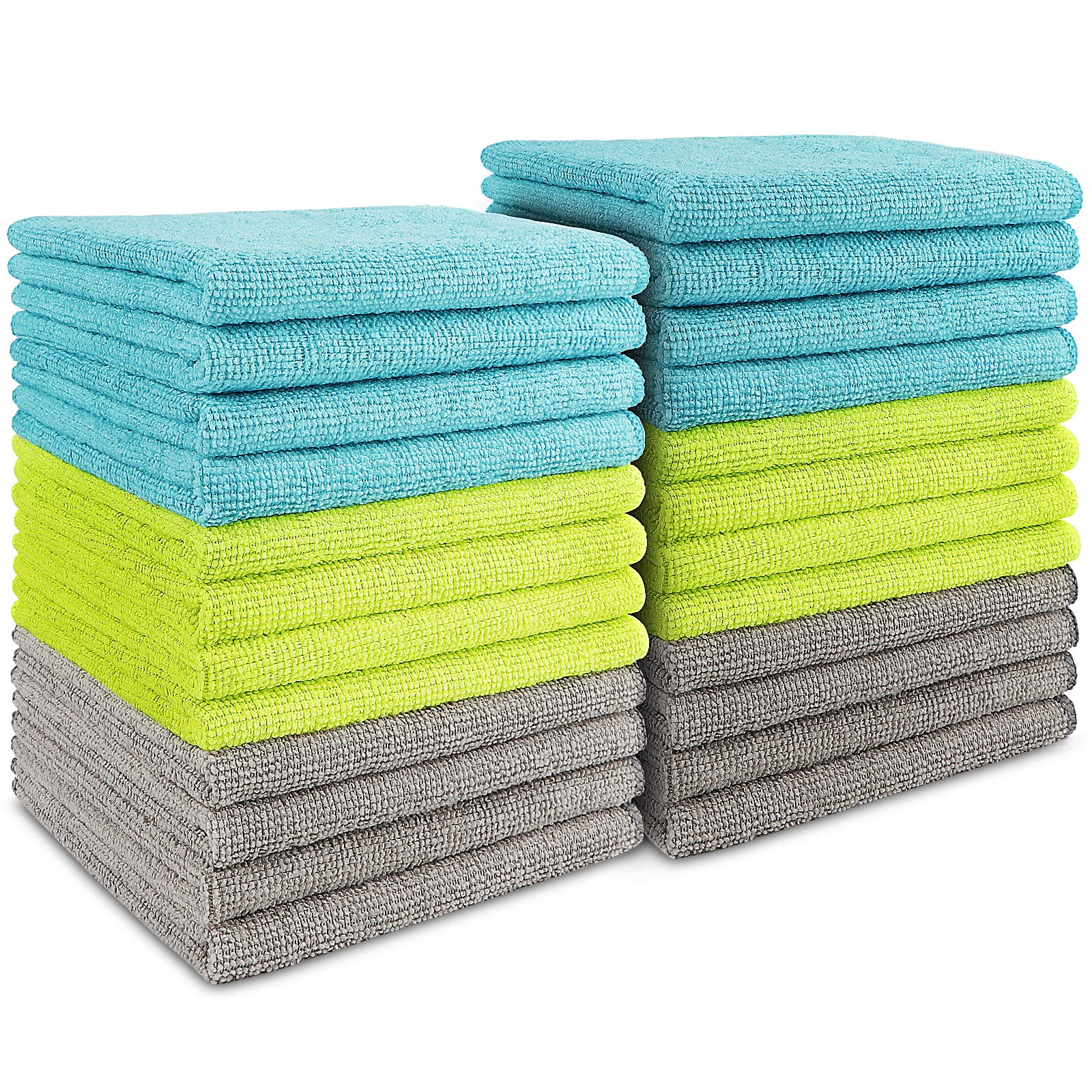 AIDEA Microfiber Cleaning Cloths-24Pack, Soft Highly Absorbent Microfiber Towels, Lint Free Streak Free Microfiber Rags, Cleaning Cloth for House, Kitchen, Car, Window Gifts(12in.x12in.)