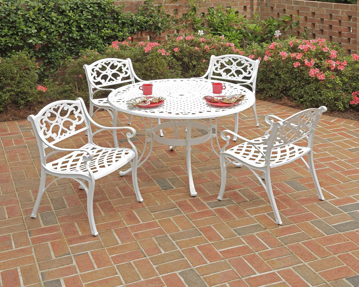homestyles 6652-30 Outdoor Dining Table, 42Lx42Dx28.75H, White : Garden & Outdoor