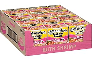 Maruchan Instant Lunch Shrimp, Ramen Noodle Soup, Microwaveable Meal, 2.25 Oz, 12 Count
