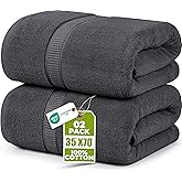 Utopia Towels Jumbo Bath Sheet 2 Piece, 600 GSM, 35 by 70 Inches, 100% Ring Spun Cotton, Absorbent and Quick Dry Extra Large Bath Towel, Grey