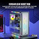 Corsair 5000T RGB White Mid Tower PC Gaming Case Tempered Glass w/ Commander view 2