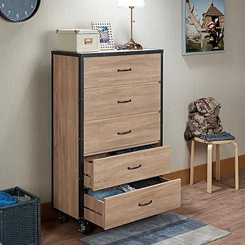 Amazon Com 5 Drawer Storage Chest With 4 Casters Space Saving