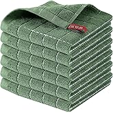 Homaxy 100% Cotton Terry Kitchen Dish Cloths, Ultra Soft and Absorbent Dish Towels for Kitchen, Suitable for Drying and Washing Dishes, 6 Pack, 12 x 12 Inches, Grass Green