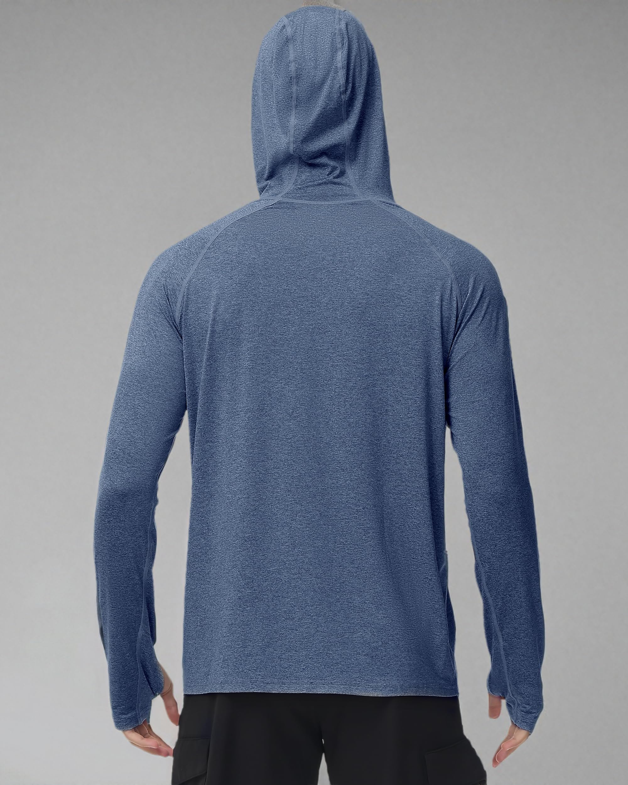 Roadbox Mens UPF 50+ Fishing Shirts, Long Sleeve UV Sun Hoodie, Hiking Running Swim Athletic Workout Shirt