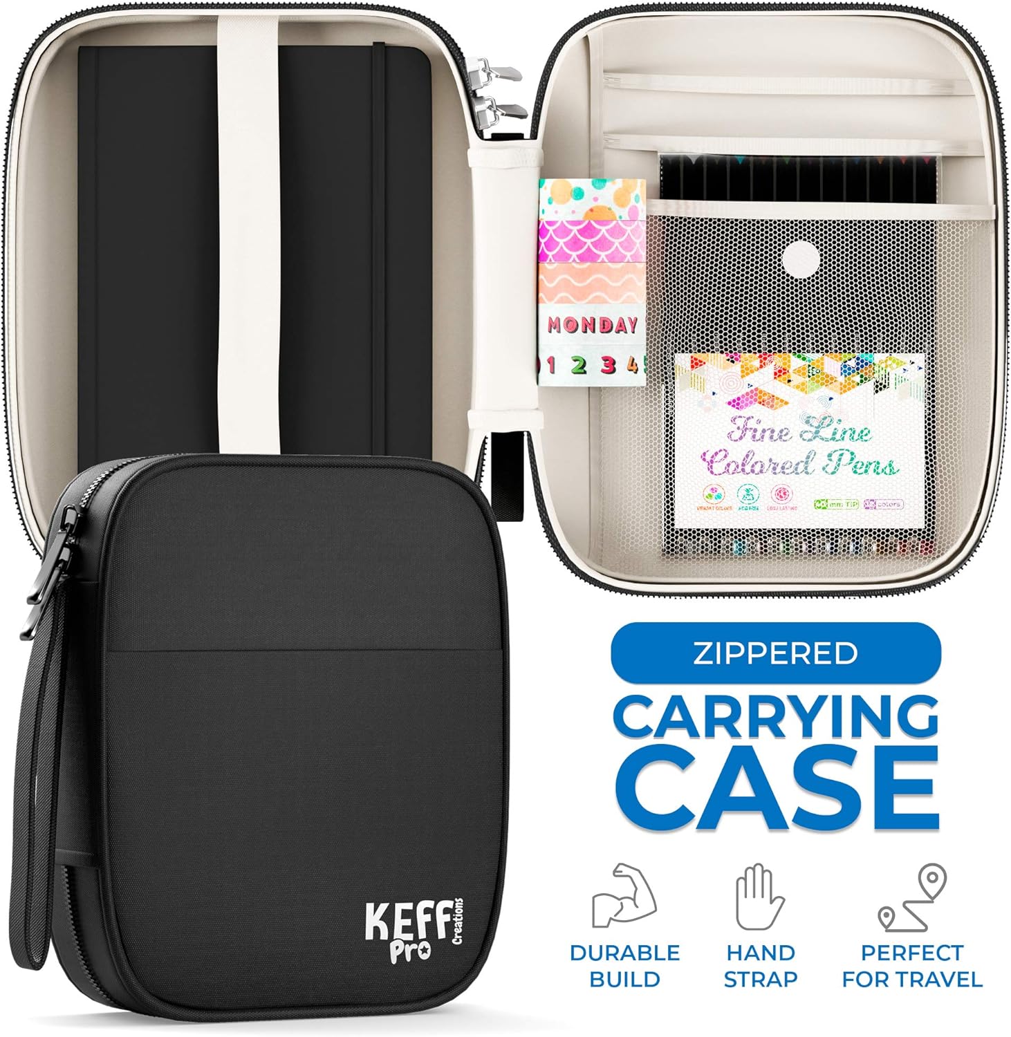 Keff Creation Dotted Journal Kit, Journaling Kit with All Dotted Journal Supplies-Journal case no-Bleed Dotted Notebook, Fineline Colored pens, Stencils, Stickers, washi Tape for Diary Schedule Plan : Office Products