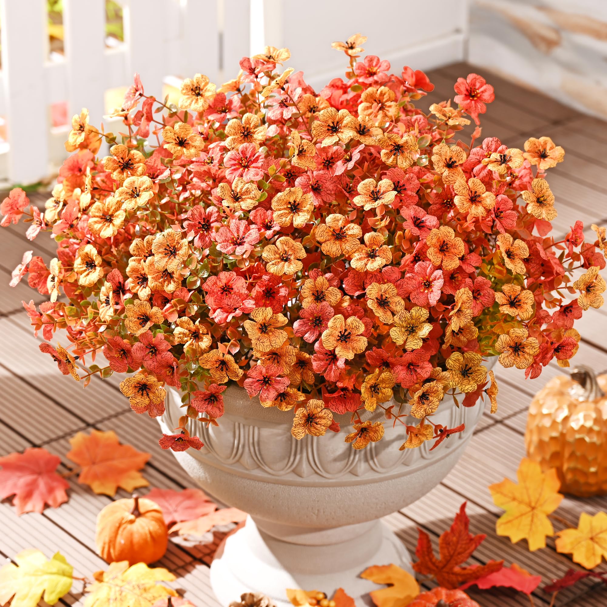 Photo 1 of Fall Decor, Fake Mums. Artificial Mums for Outdoors, Faux Mum for Outdoor Planters ,Fall Artifical Flowers for Outdoors Decoration, 12 Bundles UV Resistant Fall Flowers Artificial for Outdoor Decor
