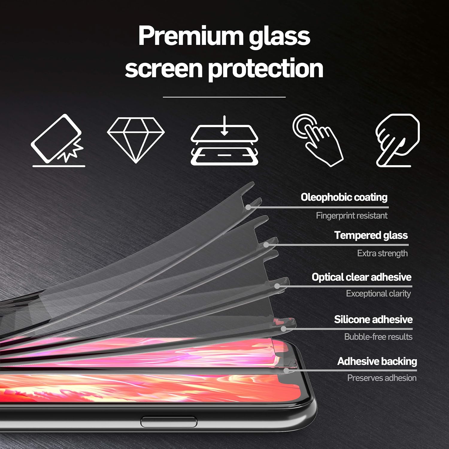 Thor Premium Case Fit Tempered Glass Screen Protector and Applicator Compatible with iPhone XS Max - Clear