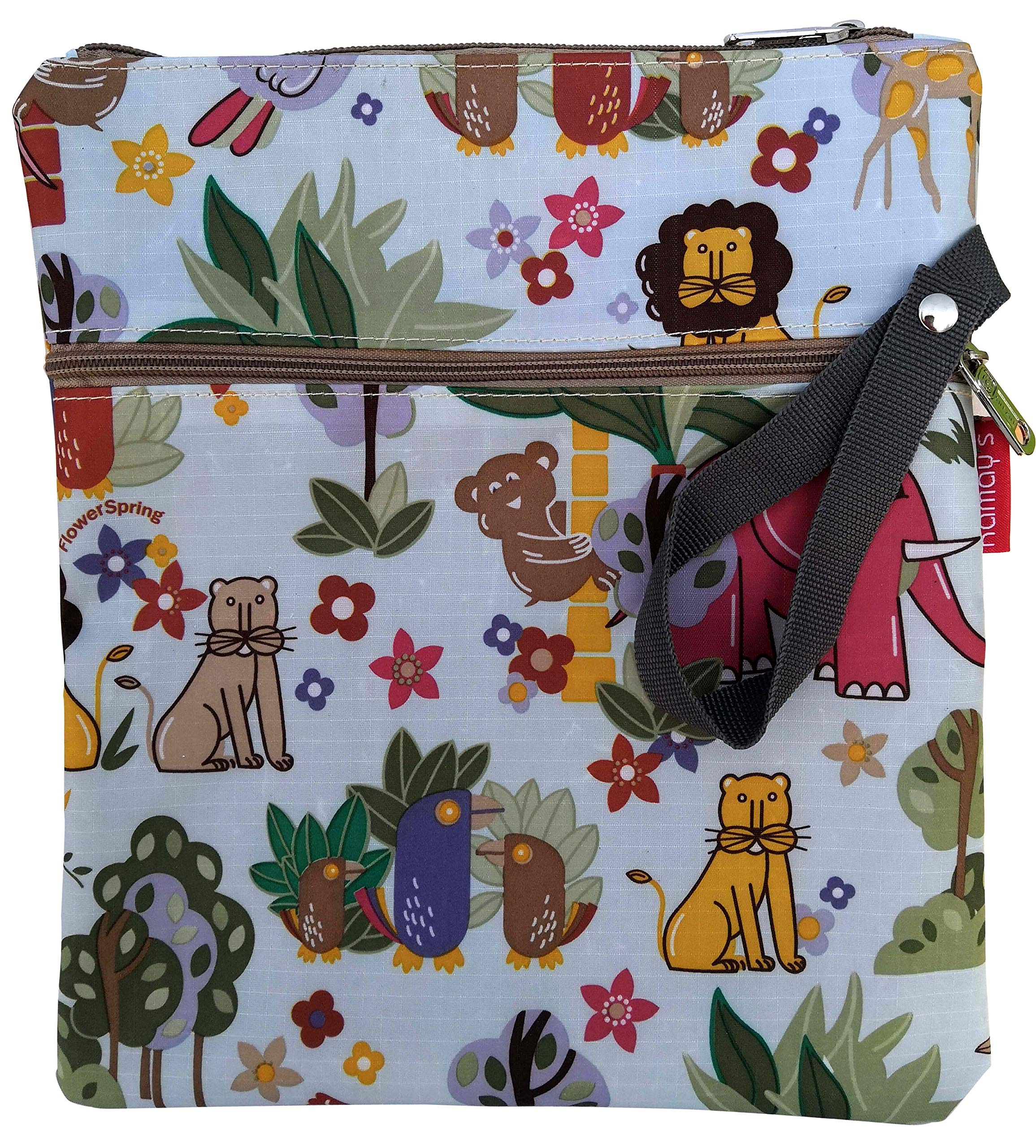 Kamay's 2 Zipper Pockets Wet Dry Bag Baby Wet Dry Cloth Infant Diaper Bags Waterproof Reusable Wet Bags for Swimsuits Wet Clothes Soiled Baby Items 25 X 31 cm/ 9.8X12.2 Inch (Animal Pattern)