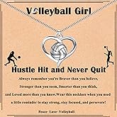 GIAYIER Volleyball Heart Pendant Necklace for Teens Women, Inspirational Volleyball Gifts for Daughter, Granddaughter, Niece, Players, Teams, Coach