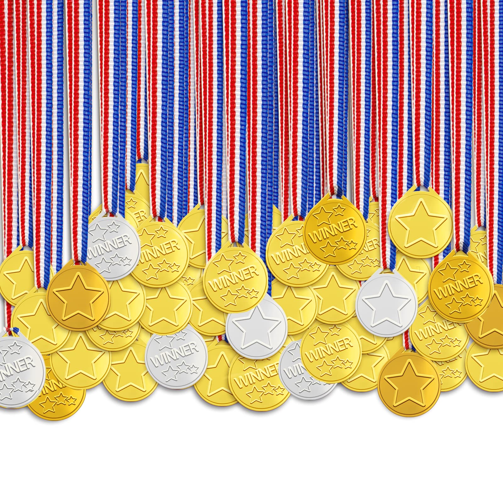 60 Pieces Medals for Children Winners Plastic Medals Awards for School Sport Day or Mini Event for Kids Sports Prizes Party Favors