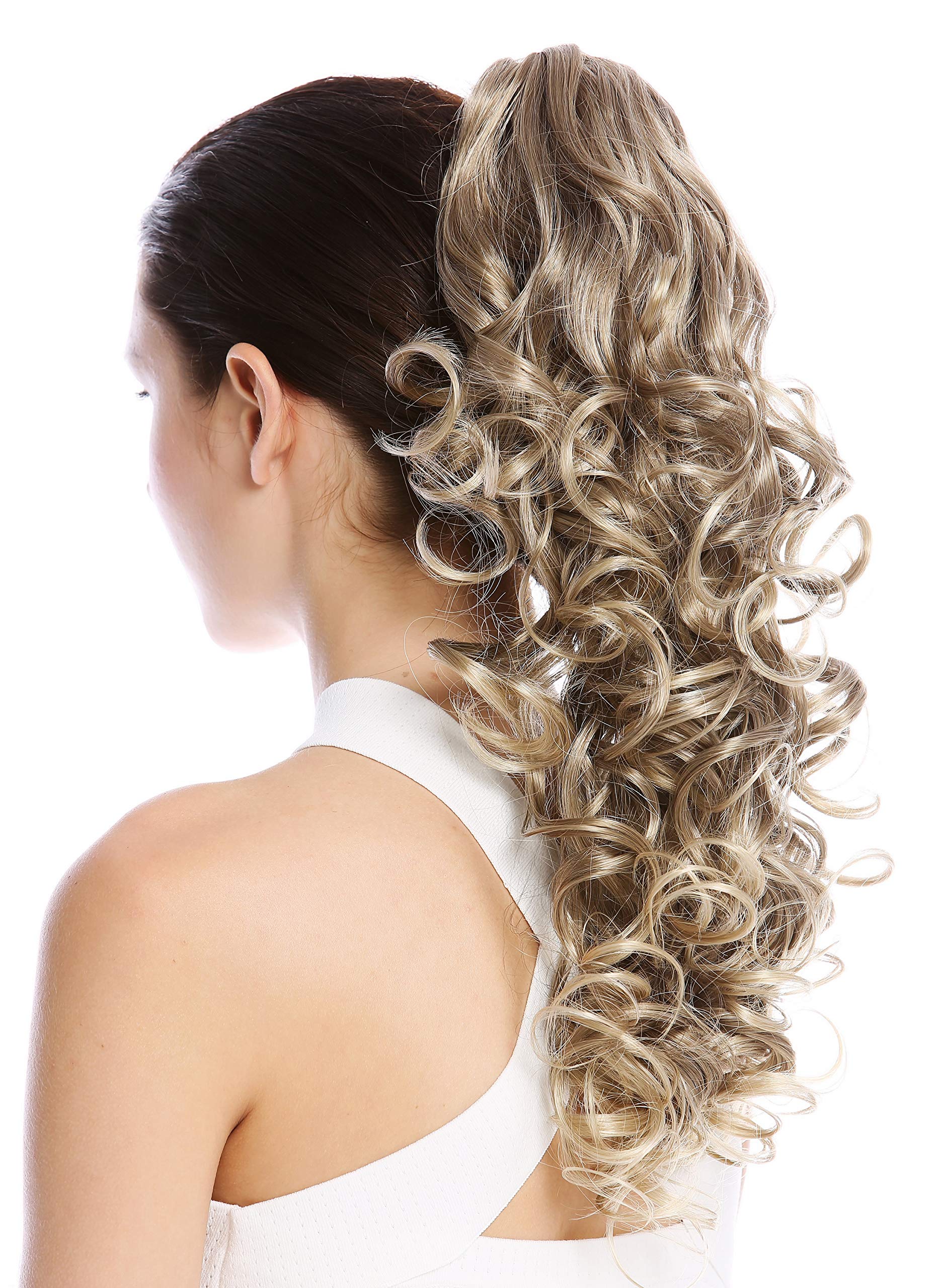 WIG ME UP - N956-V-18T22 Ponytail Hairpiece Extensions optional Combs & Clamp long voluminous curled curls brown streaked blond highlights tips 20inch