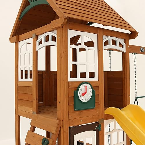 KidKraft McKinley Wooden Swing Set/Playset with Clubhouse, Mailbox