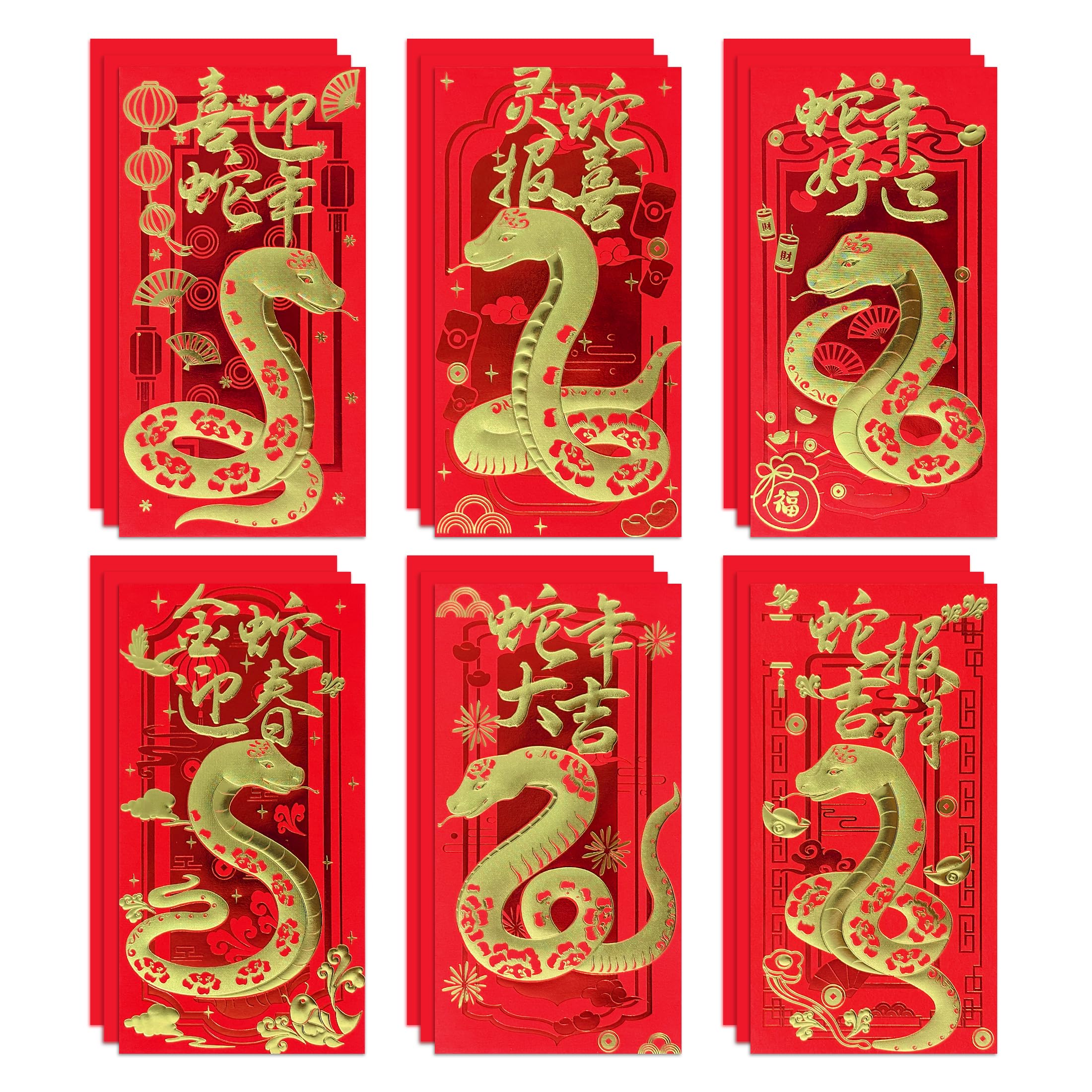 Photo 1 of 18 PCS Red Envelope Snake 2025 Spring Festival Money Envelopes for Cash Chinese New Year Cash Envelopes Lunar New Year Envelopes Year of The Snake Hong Bao Chinese New Year Decorations 2025 (09A)