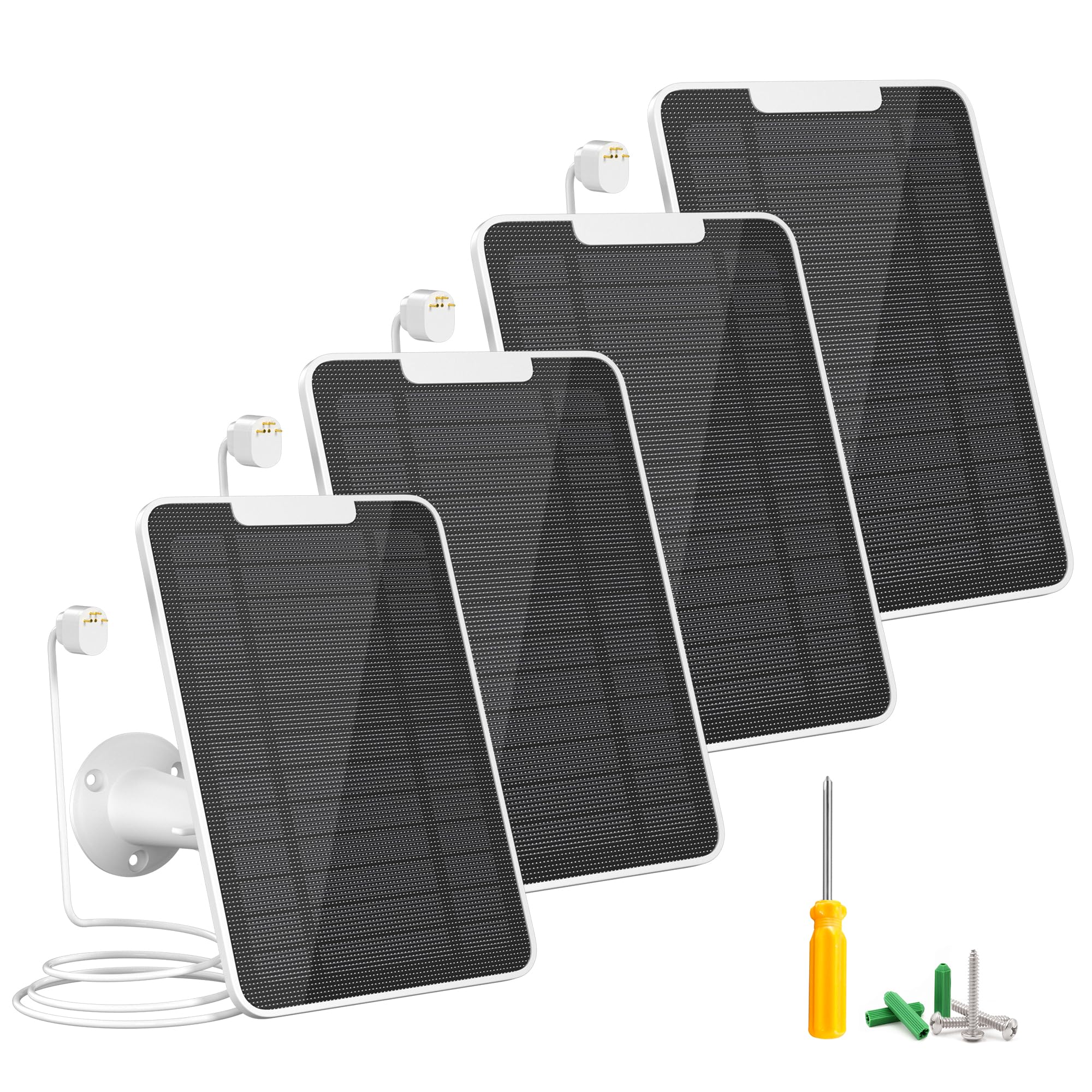 Photo 1 of Premium Solar Panel for Google Nest Camera, 5W Camera Solar Panel Power for Google Nest Cam Outdoor & Indoor (Battery Version), Special Made for Google Nest Cam, IP65 Waterproof, w/ 13ft Cable, 4 Pack