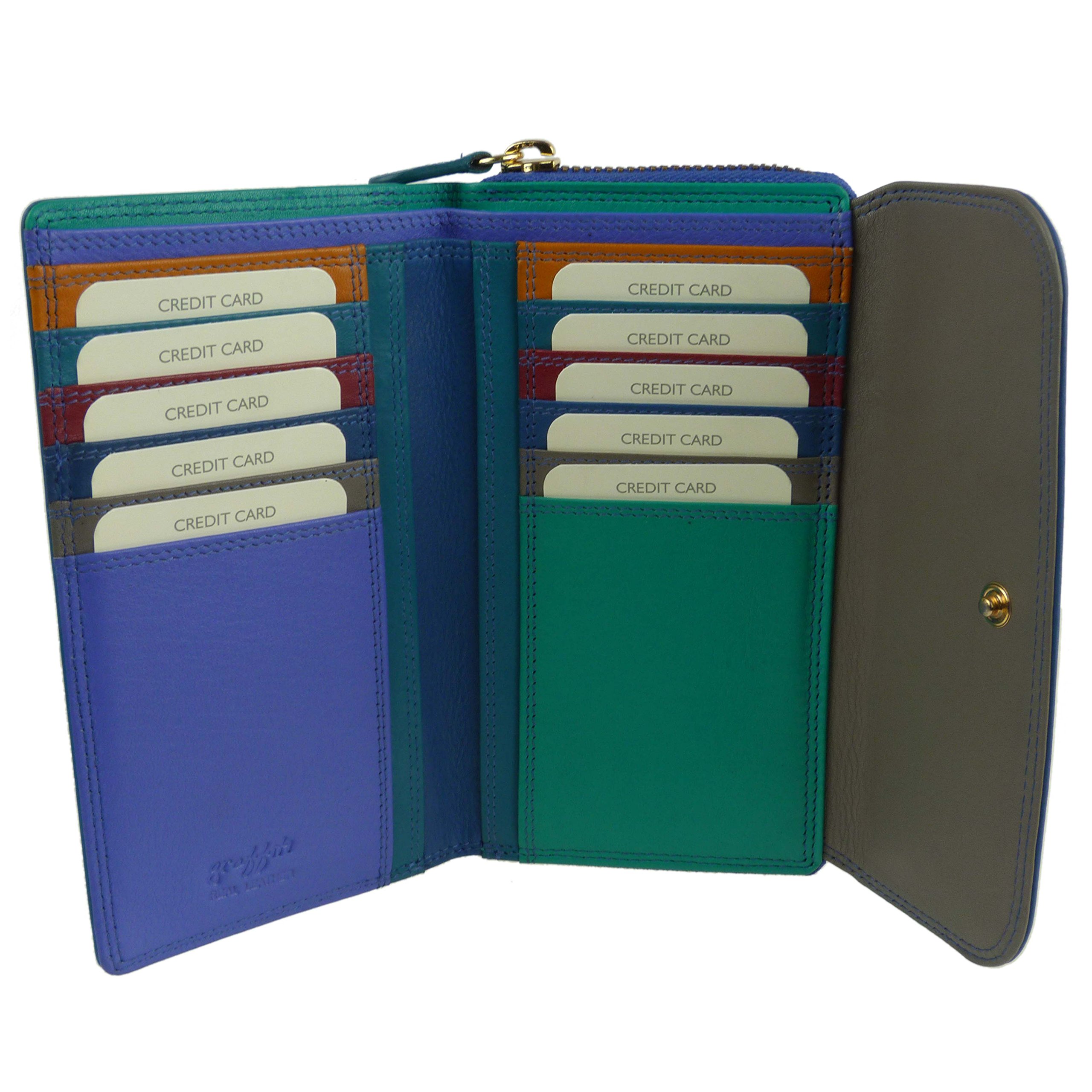 Golunski Ladies Leather Medium Zip Around Purse/Wallet Multi Colourful