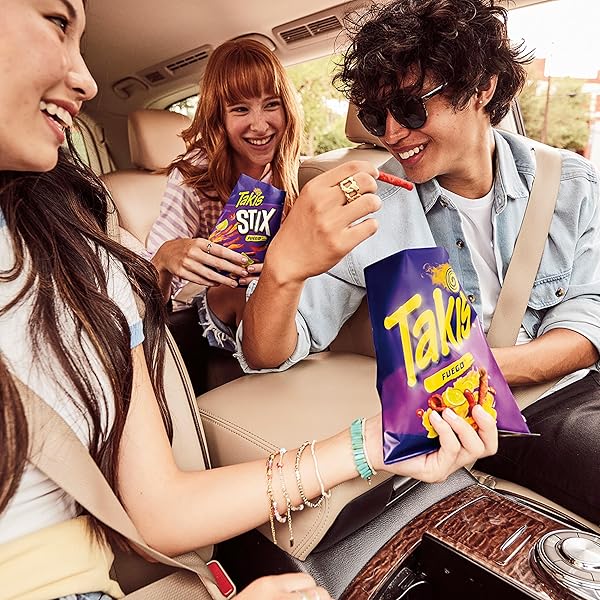 TAKIS 18 PC / 1 OZ VARIETY PACK, ASSORTED FLAVORED MIXED ROLLED TORTILLA CHIPS – (5) FUEGO, (5) BLUE HEAT, (4) NITRO, (4) CRUNCHY FAJITAS