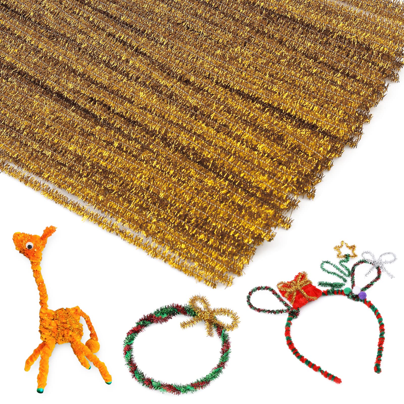 Photo 1 of 100pieces Cleaners Chenille Stem, Glitter Gold Craft Pipe Cleaners,DIY Craft Fuzzy Sticks,Pipe Cleaners Bulk for Creative Handmade DIY Art Craft and Crafts Project Decoration Supplies