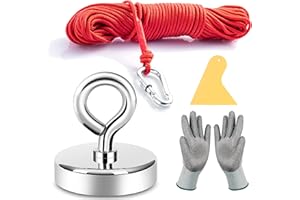Neosmuk Fishing Magnet Kit - Giant 300lb Rare Earth Neodymium Magnet, 2.0" Diameter Disc, Heavy Duty Retrieving Fishing Tool